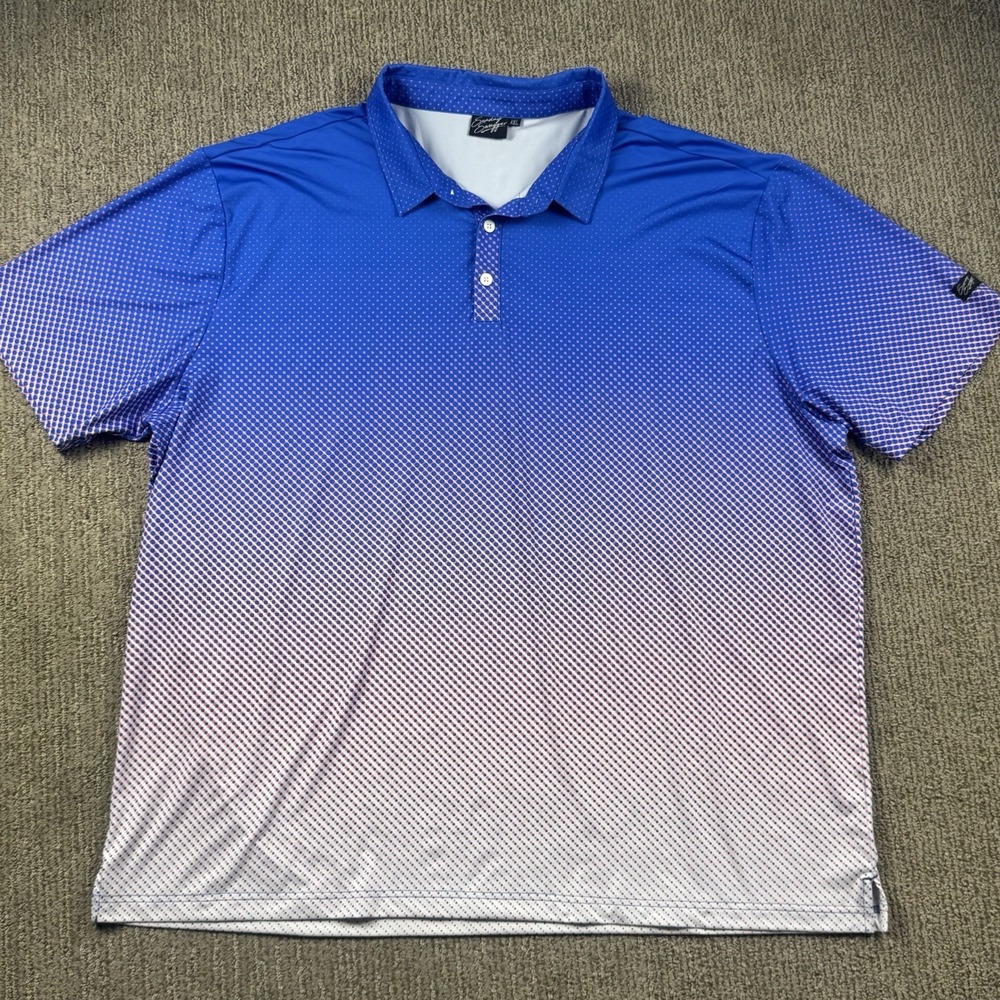 Sunday Swagger Mens 4XL Golf Polo Shirt Short Sleeve Performance Blue Red Dot